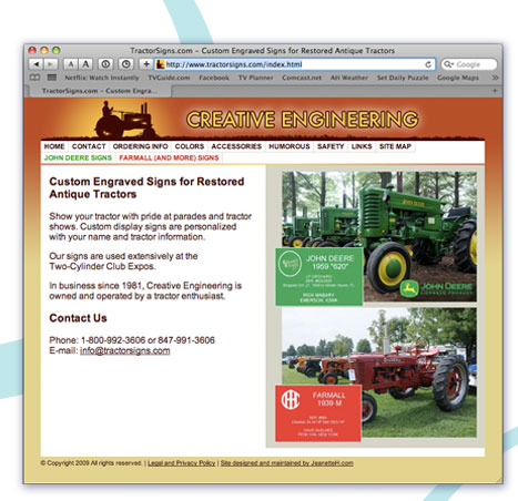 tractorSigns.com website